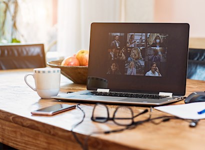Laptop open on desk