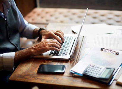 Closeup of someone working at home