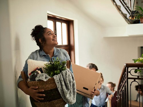 Family moving in with boxes