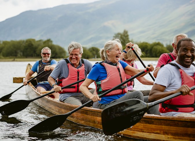 People on a rowboat